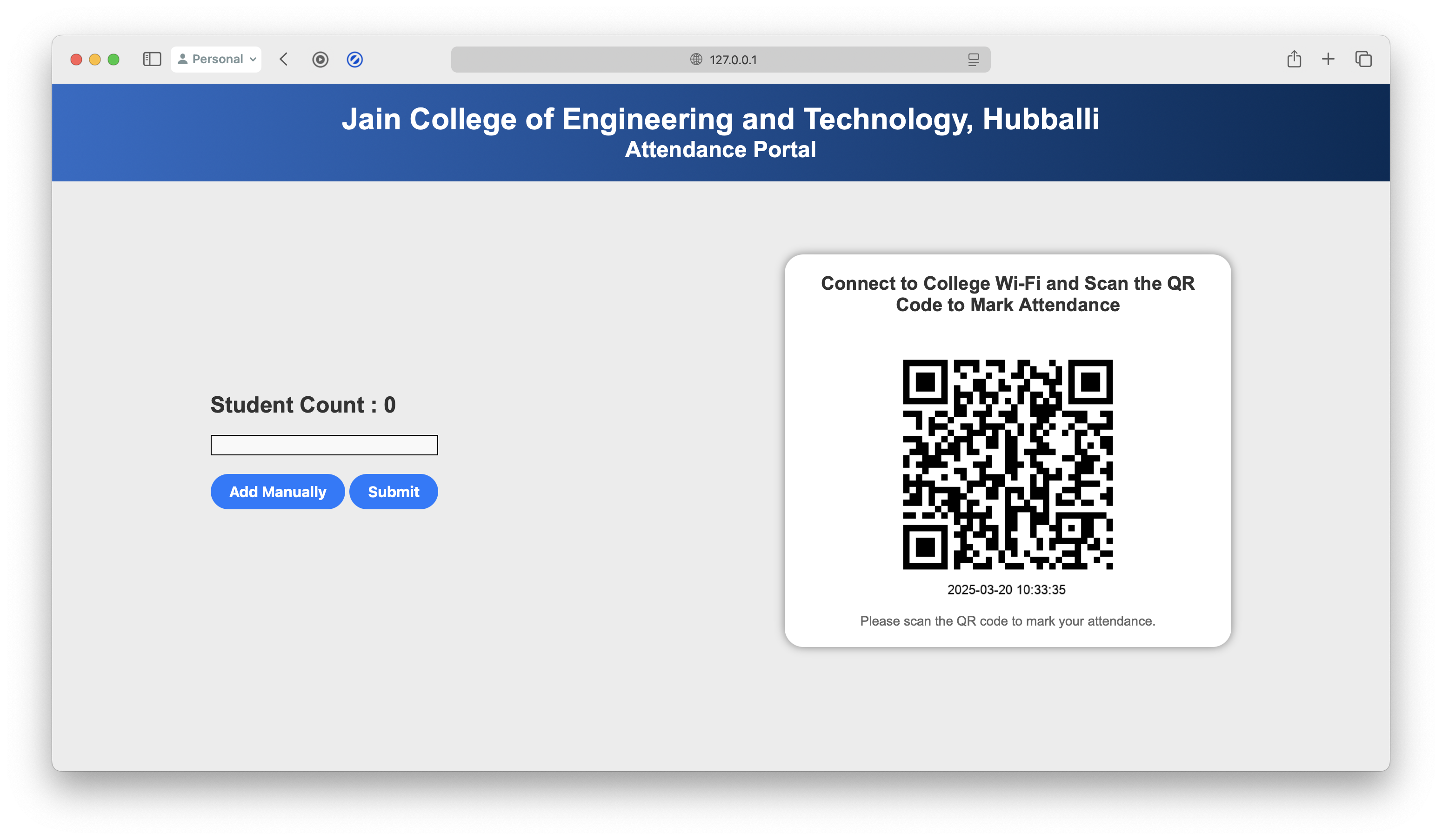 Networked QR Code Attendance